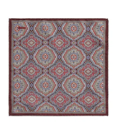 Eton Reversible Jacquard Pocket Square In Pink