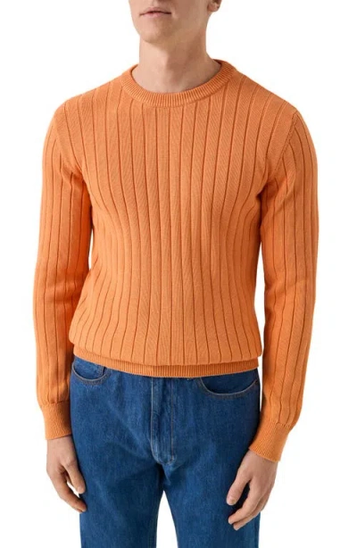 Eton Rib Knit Cotton Crewneck Sweater In Multi
