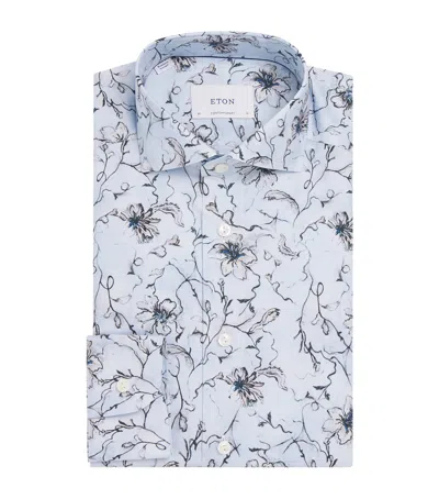 Eton Signature Twill Floral Contemporary-fit Shirt In Blue