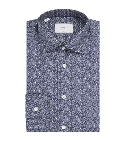 Eton Signature Twill Floral Slim Shirt In Blue