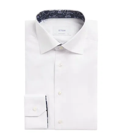 Eton Signature Twill Floral-trim Shirt In Multi