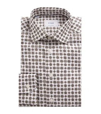 Eton Signature Twill Geometric Shirt In Brown