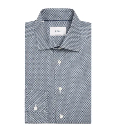 Eton Signature Twill Geometric Shirt In Gray