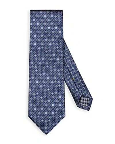 Eton Silk Floral Classic Tie In Navy Blue
