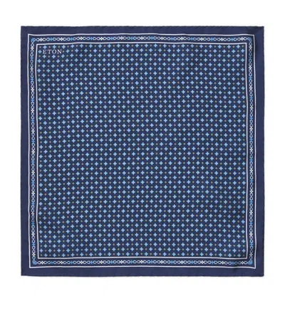 Eton Silk Floral Pocket Square In Blue