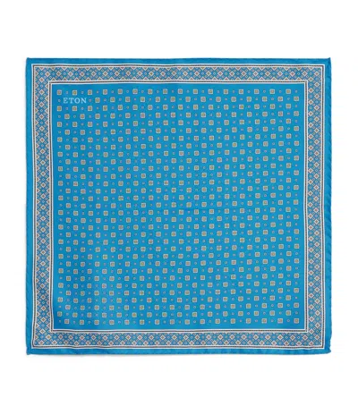Eton Geometric Print Silk Twill Pocket Square In Blue