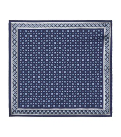 Eton Silk Floral Pocket Square In Blue