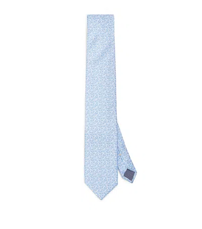 Eton Silk Floral Tie In Blue
