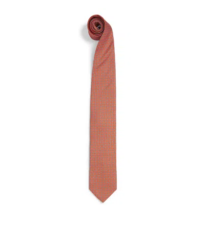 Eton Silk Floral Tie In Orange