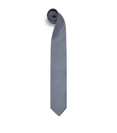 Eton Silk Geometric Tie In Blue