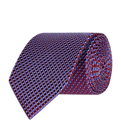 Eton Silk Geometric Tie In Burgundy
