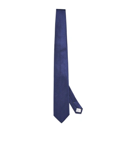 Eton Silk Geometric Tie In Navy
