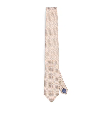 Eton Silk Geometric Tie In Orange