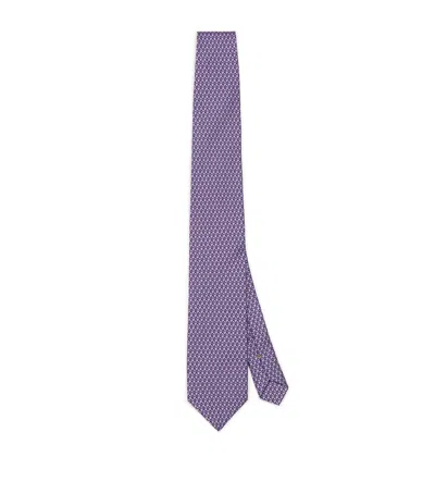 Eton Silk Geometric Tie In Purple