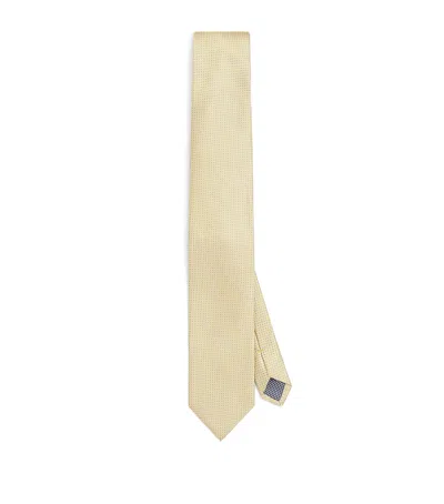 Eton Silk Geometric Tie In Yellow