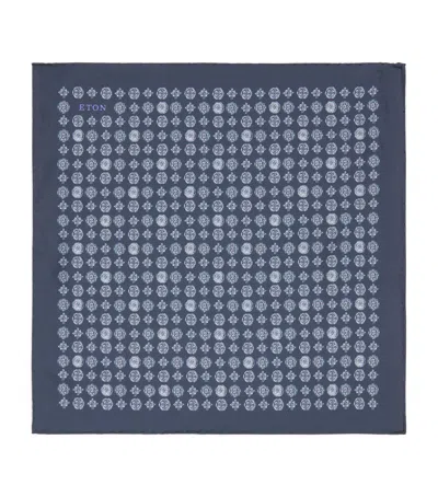 Eton Silk Medallion Pocket Square In Navy
