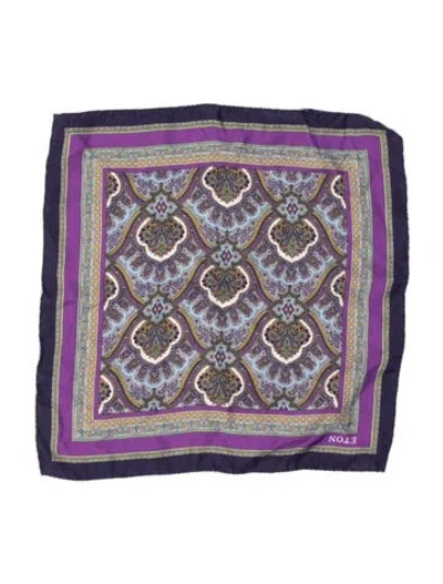 Pre-owned Eton Silk Paisley Print Scarf In Purple