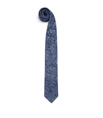 Eton Silk Paisley Tie In Blue