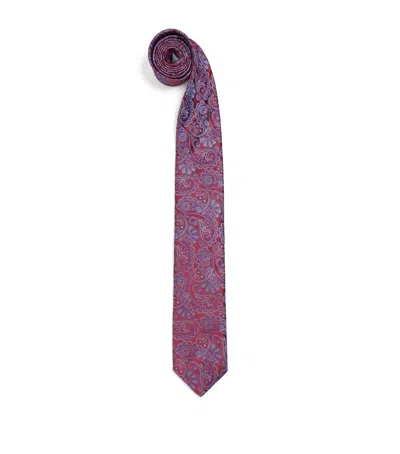 Eton Silk Paisley Tie In Burgundy