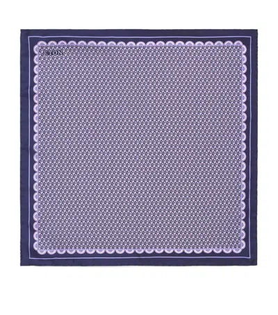 Eton Silk Print Pocket Square In Blue