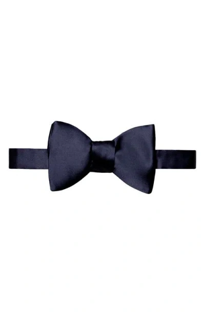 Eton Silk Satin Self Tie Bow Tie In Dark Blue