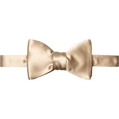 Eton Silk Satin Self Tie Bow Tie In Light Beige