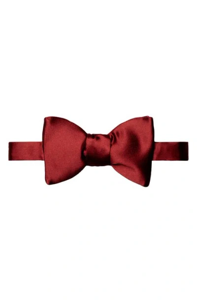 Eton Silk Satin Self Tie Bow Tie In Medium Red