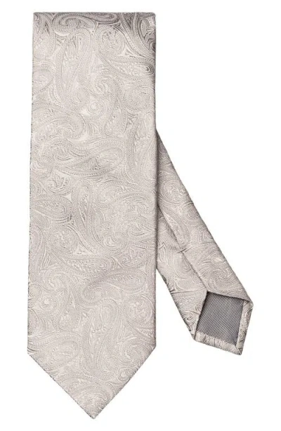 Eton Silver Paisley Silk Jacquard Tie In Gray