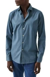 Eton Chambray Button-up Shirt In Dark Blue