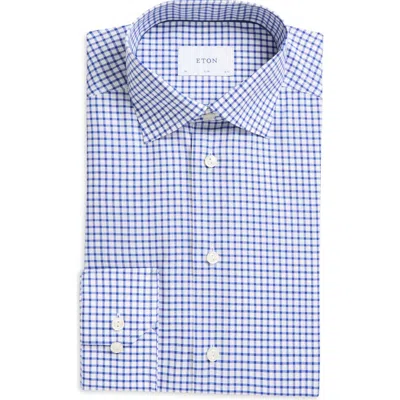 Eton Slim Fit Check Cotton Dress Shirt In Blue