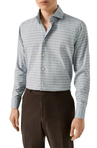 Eton Slim Fit Check Flannel Dress Shirt In Gray