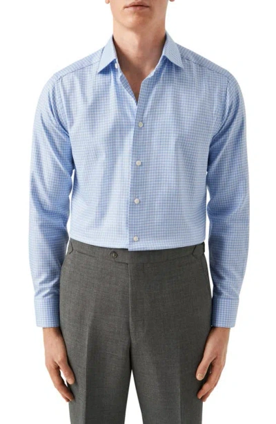 Eton Slim Fit Check Organic Cotton Dress Shirt In Lt/ Pastel Blue