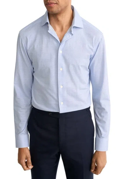 Eton Slim Fit Check Stretch Jersey Dress Shirt In Blue