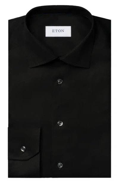 Eton Slim Fit Cotton Twill Dress Shirt In Black