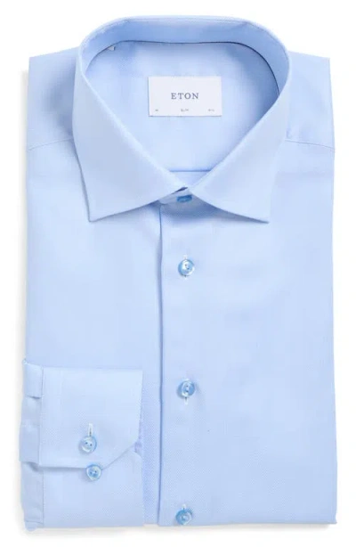 Eton Slim Fit Cotton Twill Dress Shirt In Blue