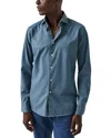 Eton Chambray Button-up Shirt In Dark Blue