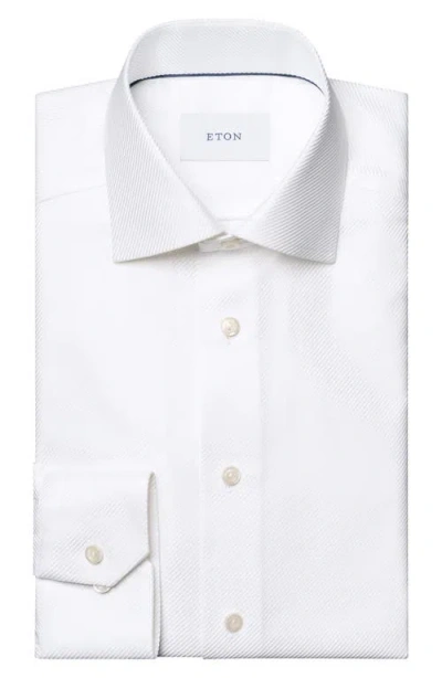 Eton Slim Fit Diagonal Weave Dress Shirt In White