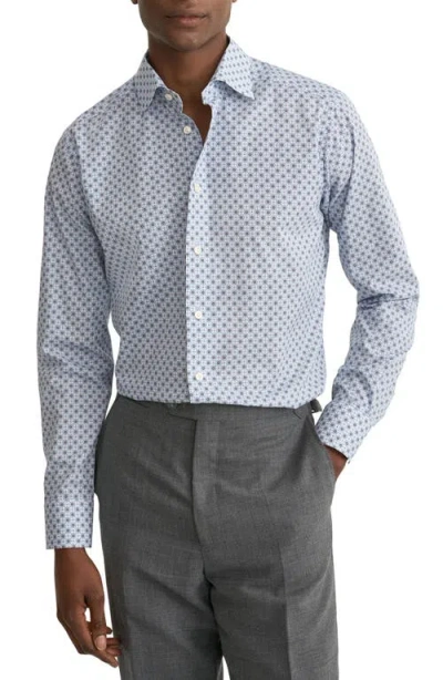Eton Slim Fit Diamond Geometric Print Dress Shirt In Blue