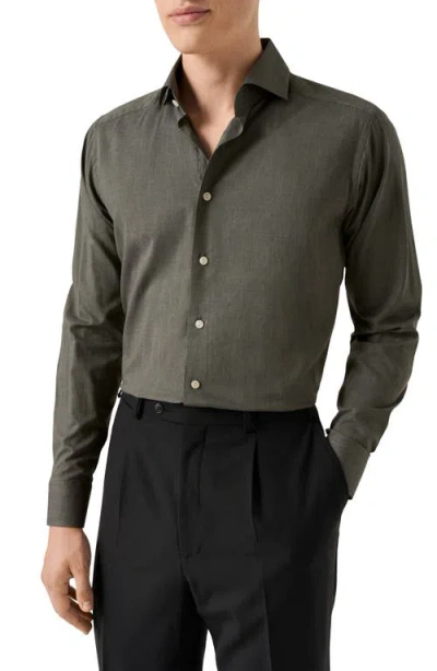 Eton Slim Fit Flannel Dress Shirt In Green