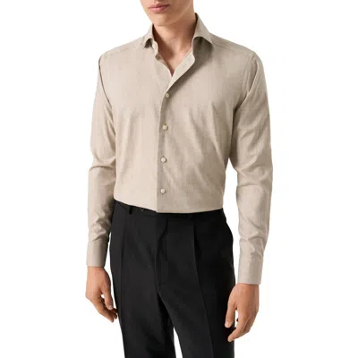 Eton Slim Fit Flannel Dress Shirt In Neutral