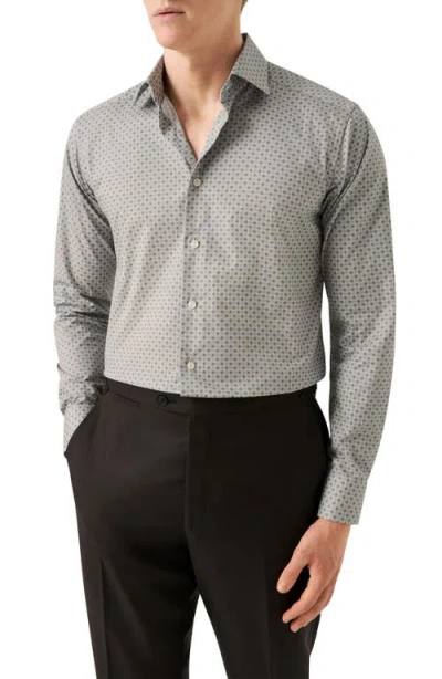 Eton Slim Fit Floral Cotton Dress Shirt In Gray