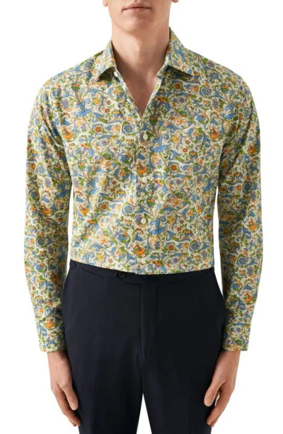 Eton Slim Fit Floral Cotton Dress Shirt In Natural