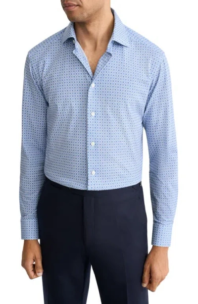 Eton Slim Fit Geo Stretch Jersey Dress Shirt In Blue