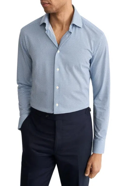 Eton Slim Fit Geo Stretch Jersey Dress Shirt In Blue