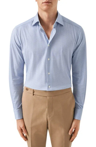 Eton Neat Floral 4flex Knit Dress Shirt In Lt/ Pastel Blue