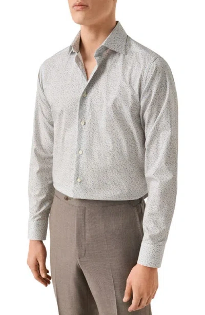 Eton Slim Fit Geometric Print Cotton Dress Shirt In Gray