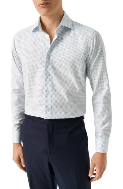 Eton Slim Fit Geometric Print Organic Cotton Twill Dress Shirt In Blue