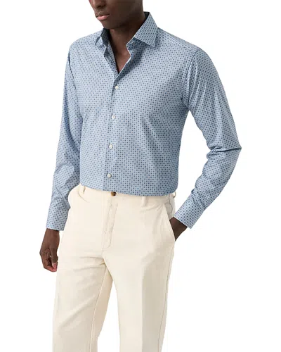 Eton Slim Fit Floral Medallion Organic Cotton Dress Shirt In Blue