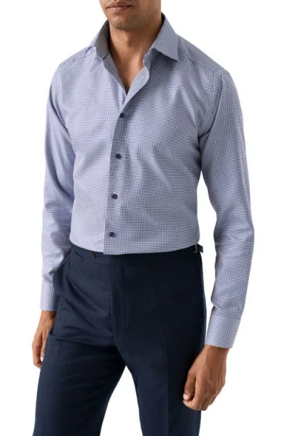 Eton Slim Fit Houndstooth King Twill Dress Shirt In Blue