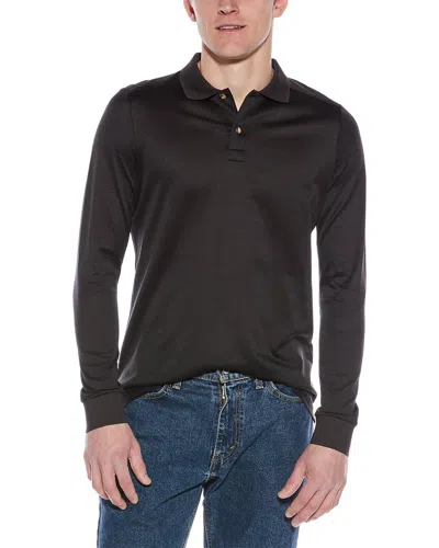 Eton Slim Fit Jacquard Polo Shirt In Black